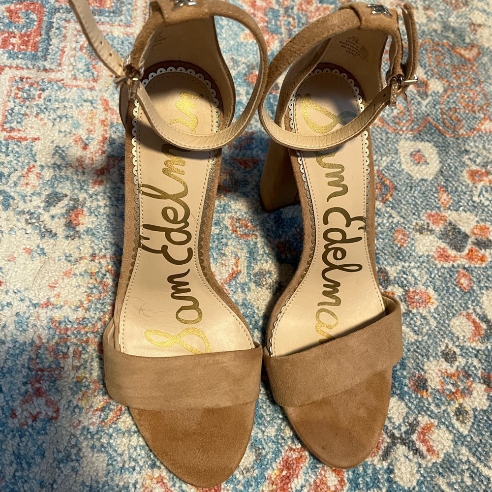 Sam Edelman Yaro oatmeal suede strappy heeled sandal